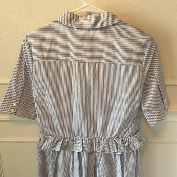 English Factory NWOT XS Blue White Ruffle Oversized Midi Dress Lined - Picture 6 of 9